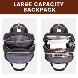 LOVEVOOK Laptop Backpack for Women, 18 Inch Travel Laptop Bag, Beige-Black