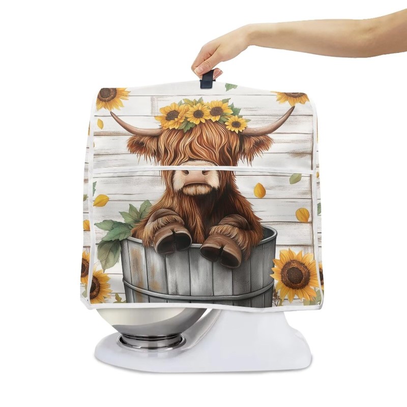 ASQVTIFE Highland Cow Mixer Dust Protective Covers for Kitchen Sunflower