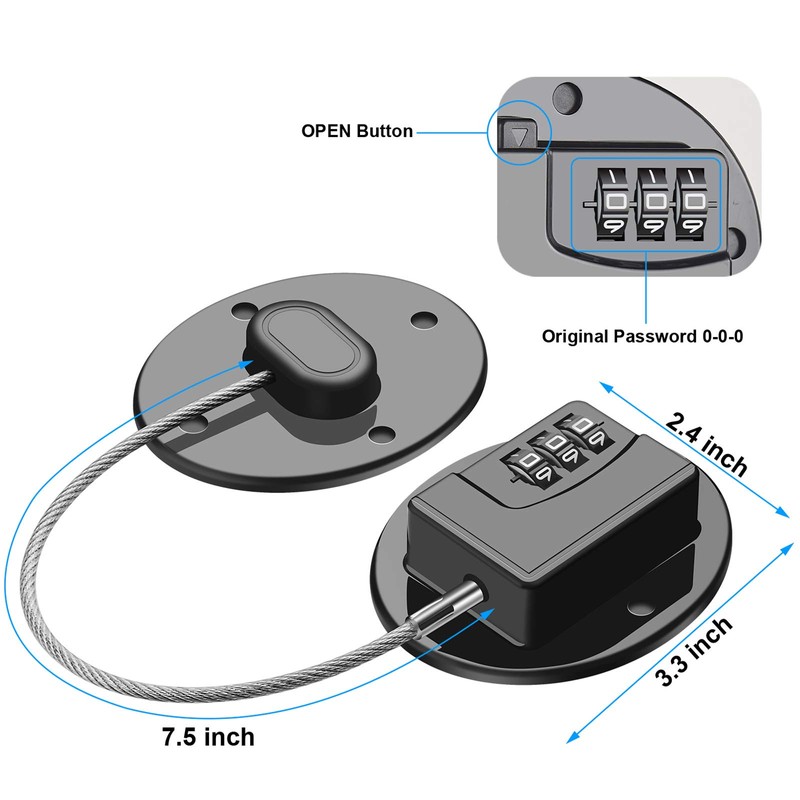 2 Pack Refrigerator Lock - Heavy Duty Combination Fridge Lock,