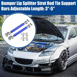 ACROPIX Universal Adjustable Aluminum Alloy 3"-5" 75mm Car Front Bumper Lip Splitter Strut Rod Tie Support Bars Blue - Pack of 2
