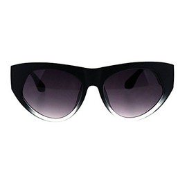 SA106 Womens Mod Thick Plastic Cat Eye Diva Designer Fashion Sunglasses Matte Black Clear