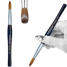 PUYREEINN Acrylnagelbürste mit Reinem Kolinsky Haar, Ebony Holzgriff und 100% Mink Sable Hair Nagelbürste, Gelbürste für Acrylkraft und Nagelverlängerung #8,10,12,14,16 (#8)