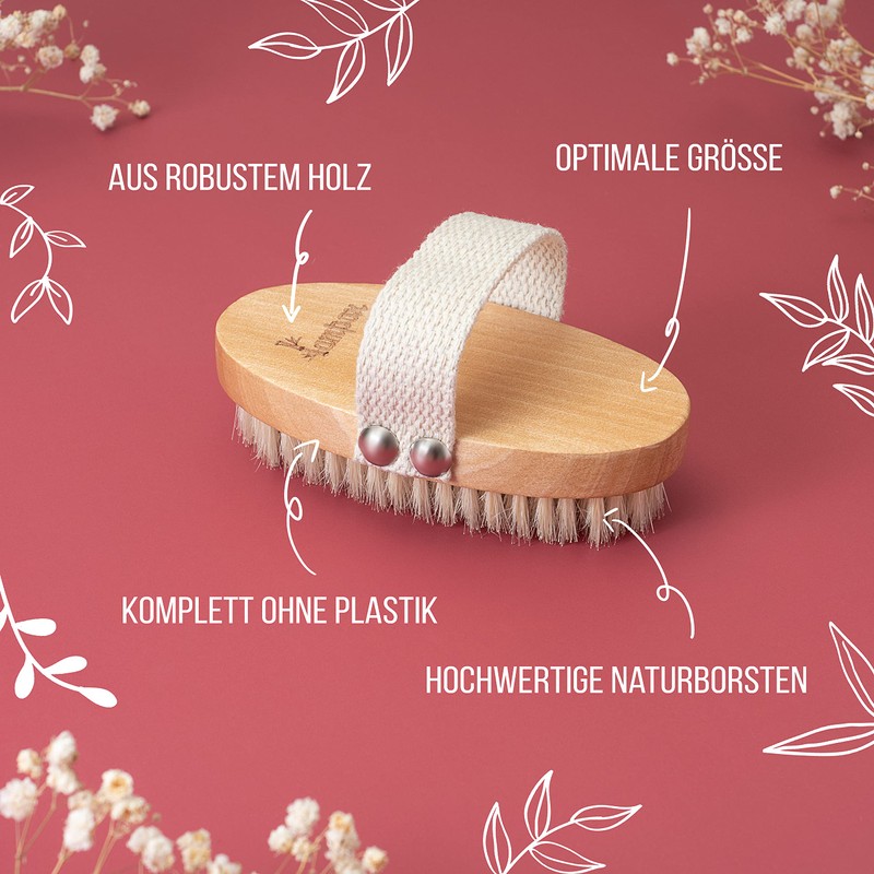 Oval Body Brush without Plastic, Dry Brush, Exfoliating Brush, Massage