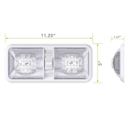 2 Pack RV LED Ceiling Double Dome Light Fixture with ON/OFF Switch Interior Lighting for Car/RV/Trailer/Camper/Boat DC 12V Natural White 4000-4500K 48X2835SMD