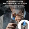 LIHTUN Cigar Lighter Multifunctional All-in-1 Torch Lighters Built-in Holder Cigar