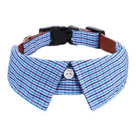 Faleela Cotton Plaid Shirt Style Dog Collar Soft Cute,Boy Dog Collar with Quick-Release Buckle,Adjustable Bow Tie Collar for Small Medium Large Dogs
