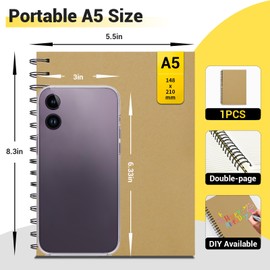 EUSOAR Notebooks Spiral, 1 Pack A5 5.5"x8.3" Hardcover College Ruled Lined Journal, 240 Pages(120 Sheets) Writing Pads Professional Notebook for DIY Note Taking School Business Work Office Diary