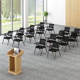 SMIXLVY Stackable Conference Room Chairs Padded Folding Chair Tablet Folding Arm Chair Stackable Office Guest Chairs & Reception Chairs with Lumbar Support, Sliding Armrest