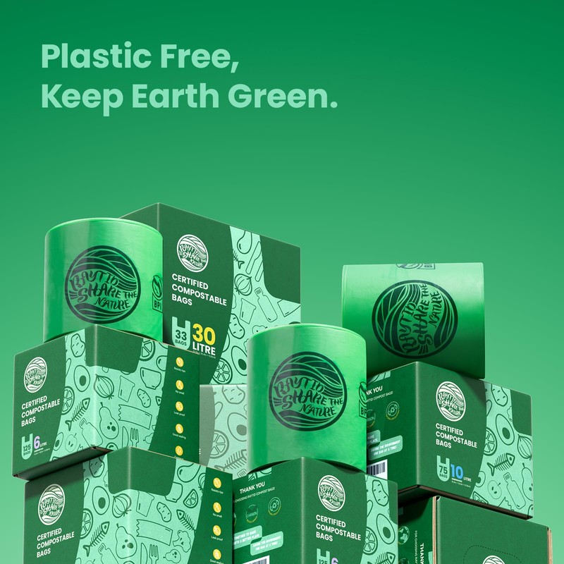 RAYTID Tie Handle Compostable Food Waste Bags 10L 75 Extra