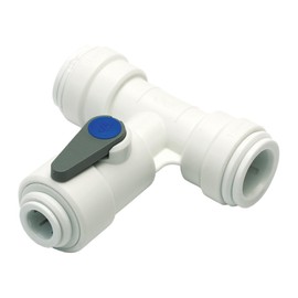 JOHN GUEST ACETAL ANGLE STOP VALVE. Push-fit Branch Tube O.D. 3/8" to 15mm BSP Thread. Speedfit Part No ASV4. Imperial to Metric Threaded Acetal Fittings for Drinks Dispensers and Pure Water.