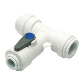 JOHN GUEST ACETAL ANGLE STOP VALVE. Push-fit Branch Tube O.D. 3/8" to 15mm BSP Thread. Speedfit Part No ASV4. Imperial to Metric Threaded Acetal Fittings for Drinks Dispensers and Pure Water.