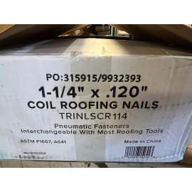 Tri-Built 1 1/4" x .120" Coil Roofing Nails 7200 ct Smooth Shank  TRINLSCR114