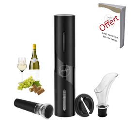 LuxéArt Elektrischer Korkenzieher, kabellos, viele Funktionen: automatischer Flaschenöffner, Folienschneider, Ausgießer, Belüfter, Vakuumverschluss, ideales Weihnachtsgeschenk