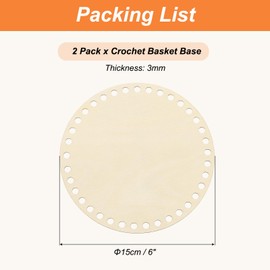 PATIKIL 6 Zoll Häkelkorb Basis, 2 Stück Korbunterteile Runde Holzbasis Former Taschenherstellungszubehör Weben Strickset für Häkel Schultertasche Handtasche Geldbörse Handwerk