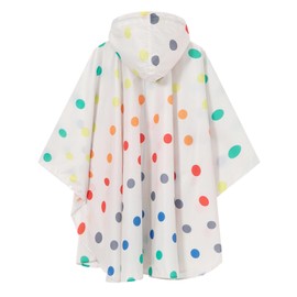SaphiRose Lightweight Kids Rain Poncho Waterproof Jacket Zipper Up Rain Coat Colorful Polka Dots Medium