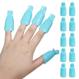 Pana 10 Pieces (TEAL) New Bow Ribbon Style Reusable Acrylic Nail Soak Treatment UV Gel Polish Remover Clip Cap Manicure Tool