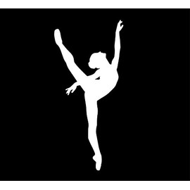 CMI ND137W Ballet Dancer Up On Right Toes Bending at Waist Decal Sticker | 5.5-Inches by 2.5-Inches | Premium Quality White Vinyl