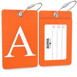 Luggage Tag Initial – Fully Bendable Tag w/Stainless Steel Loop (Orange) (Letter A)