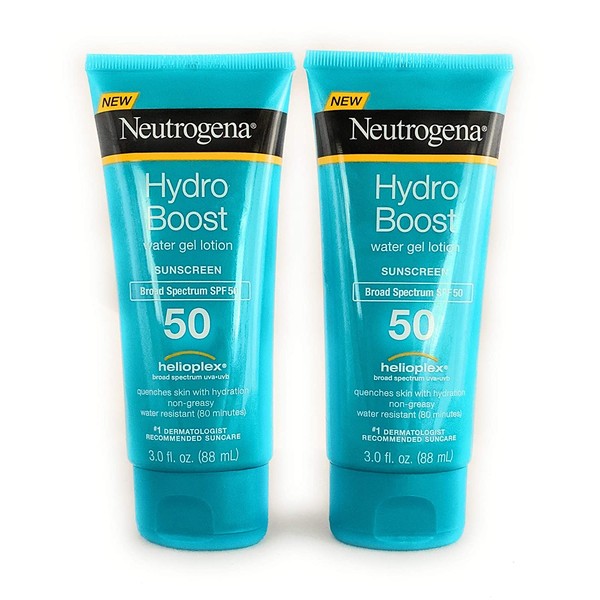 Neutrogena Hydro Boost Spf#50 Water Gel Sunscreen Lotion 3 Ounce (88ml) (2 Pack)