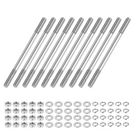 M METERXITY 10-Set Double End Threaded Stud Screw Bolt, M5x60mm Stainless Steel Push Rod Dual End Thread with Washer for Electrical/CNC Equipment/House Maintenance, Right Hand Thread