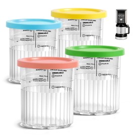 Bosizhang 4 Pack Replacement for Creami Deluxe Pints and Lids, Deluxe XL Cups Compatible with Ninja Creami 11-in-1 NC501 NC500 Series Deluxe Ice Cream Maker(Grey/Red/Blue/Mint)