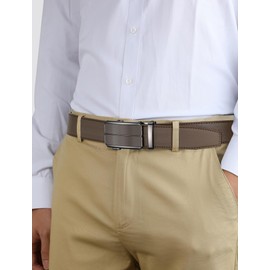 SKiporty Mens Belt,Ratchet Belts for Men Leather 1 3/8'' Adjustable for Dress Jeans I-Tan 32" to 38" Waist Adjustable