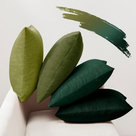 Softalker Cushion Cover 40 x 40 cm Christmas Green Velvet Set of 4 Cushion Covers Sofa Cushion Couch Cushion Decorative Sofa Living Room Bedroom Party Garden Dining Room Hotel Festive Winter