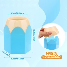 Haerbao Organizador de 12 soportes para bolígrafos en forma de lápiz, funcional, unisex, portátil, hexagonal, plástico, para material de papelería y cosméticos