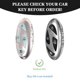 OFF WE GO for Hyundai Key Fob Cover, Soft TPU Protection Key Fob Case Compatible with 2023 2024 Hyundai Ioniq 6 Grandeur GN7 KONA Sonata Elantra 7 Buttons Smart Key Accessories (Gold Black)