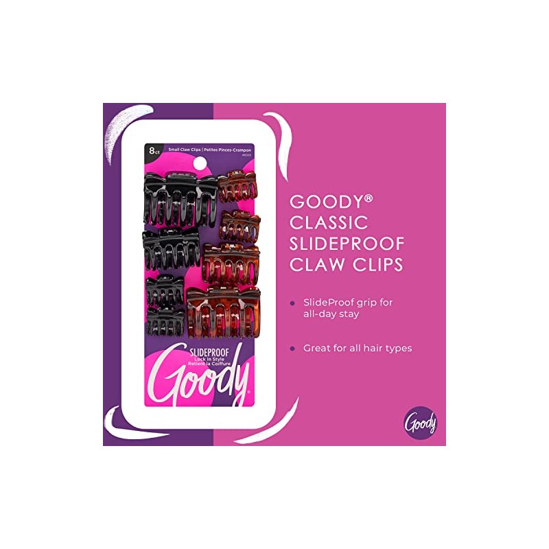 Goody Classics Claw Hair Clip, Assorted Sizes 8 On, 0.667
