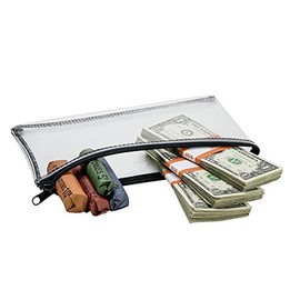Cash Bag, Coin Bag, Company Security Bank Deposit/ Utility Zipper Bag, 5.5'' x 10.5'', Clear (5 Bags)