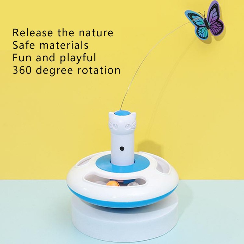 Automatic Electric Rotating Butterfly Toy Funny Cat Teaser Toys with