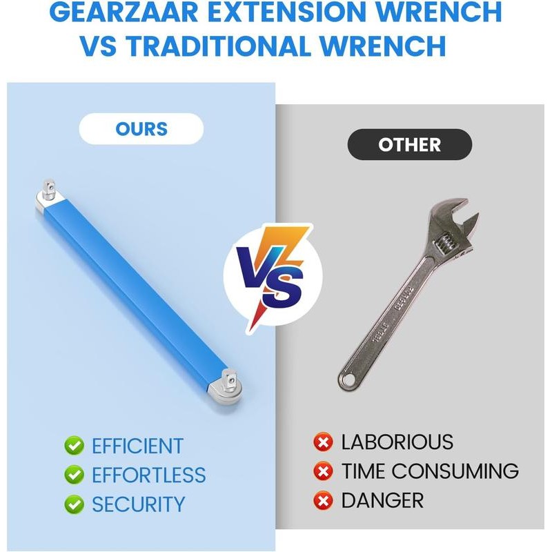 impact ready offset extension wrench, tight reach extension wrench, 1/2",15"