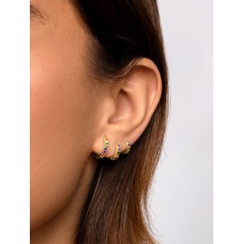 SINGULARU - Cleo M Gold Loose Hoop Earrings - Earring in Sterling Silver with 18K Gold Plating - Sliding Clasp - Loose Earring - Women's Jewellery - Various Finishes, Yellow Gold, No Gemstone