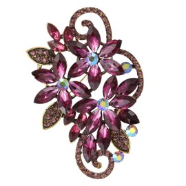 SELOVO Party Jewelry Rhinestone Purple Flower Brooch For Women Pin Vintage Style