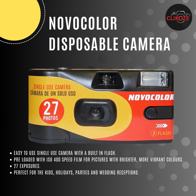Disposable Camera Bundle with Novocolor APM401010 Single-Use Film Cameras with