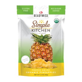 READYWISE - Simple Kitchen, Freeze-Dried Organic Pineapples, 1 pack, Vegetarian, Gluten Free, Organic, Snacks, Pineapple, Dried Fruit, Pre Workout, Healthy Snacks, Camping, Backpacking, Survival Food