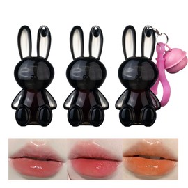 Devotoherz 3 Colors Glossy Lip Glosses Set, Bunny Shape Cute Lip Gloss, Watery Texture Create Plumping Pout, Keychain Design Easy to Carry, Ideal Makeup Gift for Girls and Women(Set A)