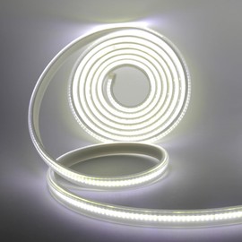 HEGEHE COB LED Strip, 230 V 288 leds/m Super Bright High Density IP65 Waterproof, Can Cut Every 50 cm, Flex COB LED Light Strip Strip for Bedroom Kitchen DIY Interior Decoration (White, 5 m)