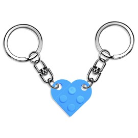 2pcs Brick Matching Heart Keychain Set Best Friend Keychain for Friendship Boyfriend Girlfriend BFF Heart Key Ring Set Couples Matching Stuff Gifts for Valentines Birthday Anniversaries（Light Blue）