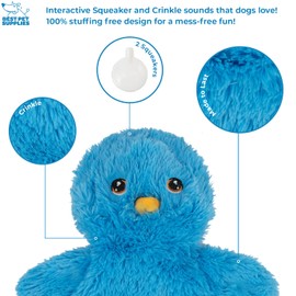 Best Pet Supplies Chicken Crinkle Plush Dog Toys for Interactive Play, Puppy and Senior Indoor Play, Colorful Chicken Toy Shape, Cute and Cuddly - Crinkle Chicken (Blue)