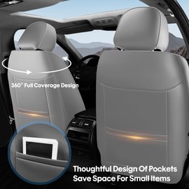 AOOG Car Seat Covers Custom Fit for Ford F150 2009-2026, Faux Leather Seat Cover Set for2017-2026 F250 F350 F450, Accomodating Regular Cab Super Cab Super Crew Pickup Truck Cushions(Grey, Front Seat)