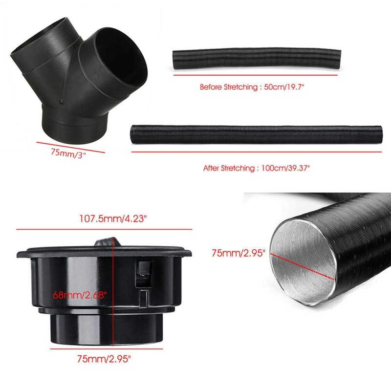 Car Heater Pipe,75mm Car Auto Heater Pipe Duct T/Y Piece