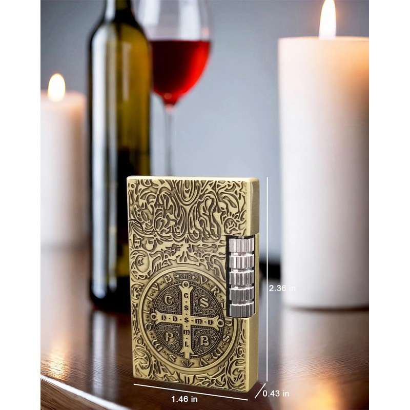 Constantine Lighter, Unique Side Wheel Trench Lighter, Refillable Butane Soft