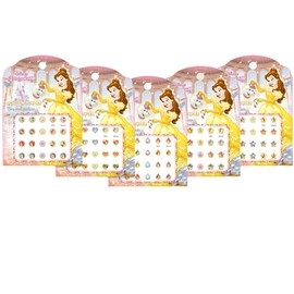 Feifei’S Bow 5 Sheets Toddlers Princess Elsa Minnie Kids Girls Nail Stickers Earring Stickers Art Decal Party Bag Fillers Decor for Kids Girls Birthday Gift (Beauty and Beast Earring Stickers)