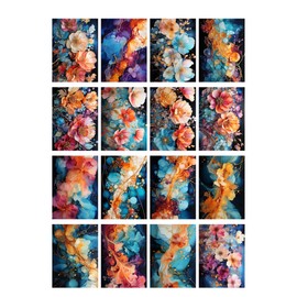 Decoupage Paper Pack (35 Sheets 6"x8") Amazing Paintings of Beautiful Flowers Outlined in Gold FLONZ Vintage Illustration Pictures Cards for Decoupage, Craft and Scrapbooking
