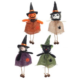 ハロウィン 吊り下げ人形 魔女 クロネコ パンプキン お化け 飾り インテリア ぬいぐるみ フィギュア かわいい人形 手芸 オブジェクト 4体セット