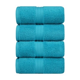Cotoniche Hand Towels 4 Pack - Absorbent &%100 Cotton, Large (16"x 28") Luxury, Plush - Versatile, Perfect as Hotel Towel, Spa Towels, Face Towels - Turqoise
