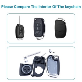 Car Key Fob Shell Key Cover Replacement Shell for Hyundai i10/i20/i30/i40/ix20/ix35 Tucson Elantra Santa Fe – Hyundai 3 Button Key Fob Cover Housing for Flip Blade