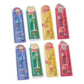 Operitacx 8 Sets Set Christmas Pencil Set Stationery Christmas Erasers Xmas Tree Classroom Rewards School Pencils Christmas Party Favors Christmas Tree Christmas Suits Practical Pencil Wood